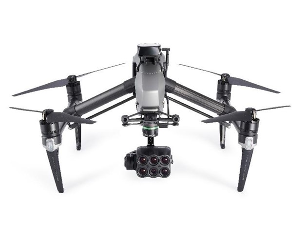 DJI Inspire 2 drone equipped with a Sentera 6X Multispectral Sensor