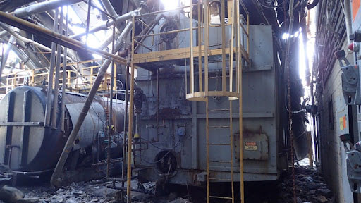 View of two boilers at a rendering plant following an equipment failure.